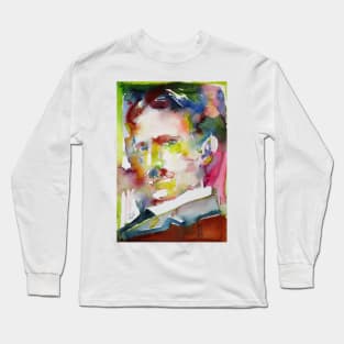 NIKOLA TESLA watercolor portrait .7 Long Sleeve T-Shirt